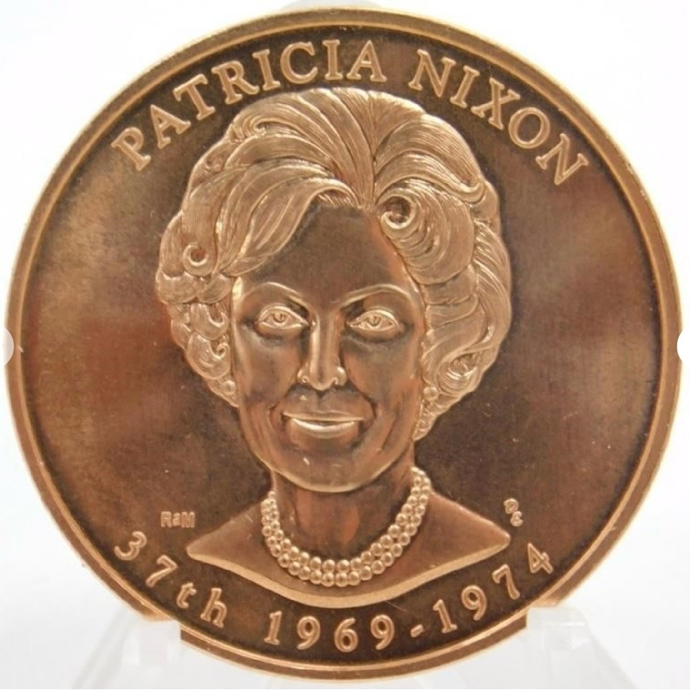 Fauk COMMEMORATIVE collectable 1969–1974 37TH PATRICIA NIXON COPPER ROUND